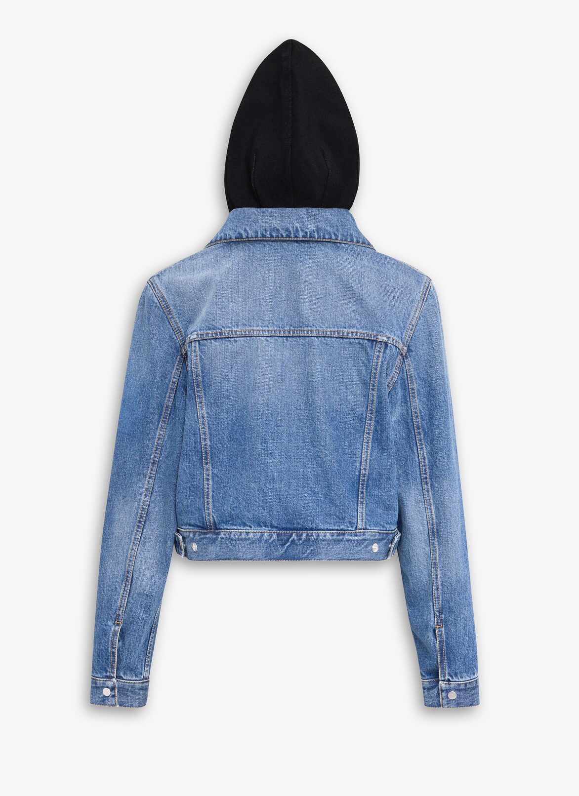 DENIM  JACKET WITH KNITTED HOOD ALAÏA BLEU VINTAGE DENIM  JACKET WITH KNITTED HOOD
